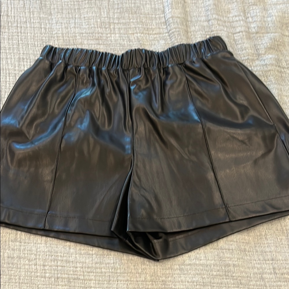Black Leather Women's Shorts